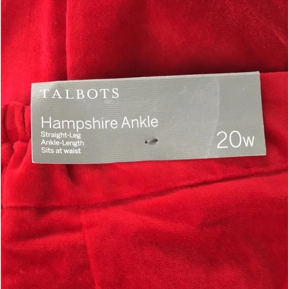 Talbots Pants Women’s Hampshire Velvet Ankle Straight Leg Red Plus Size 20W - Picture 2 of 4